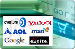 a collection of logos of some of marketing partnerships including Google and Yahoo